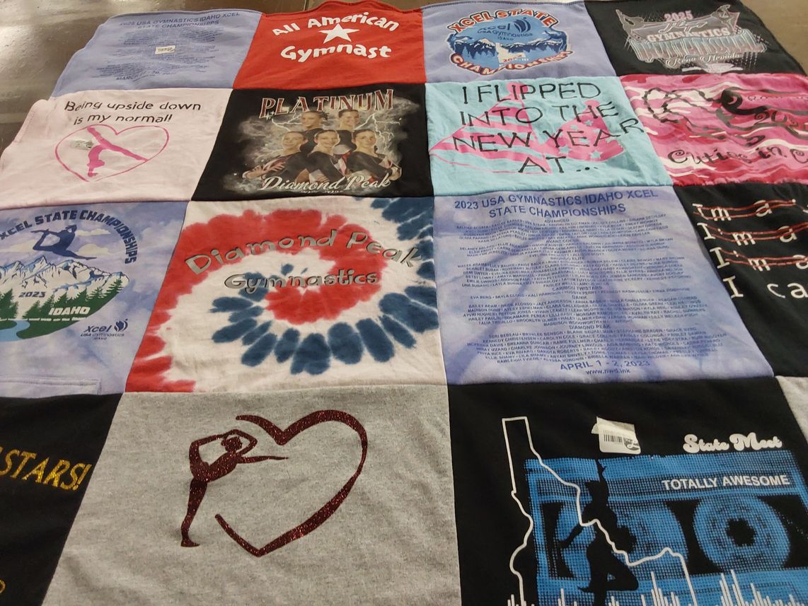 T-shirt quilt from diamond peak gymnastics by Adrienne from ID