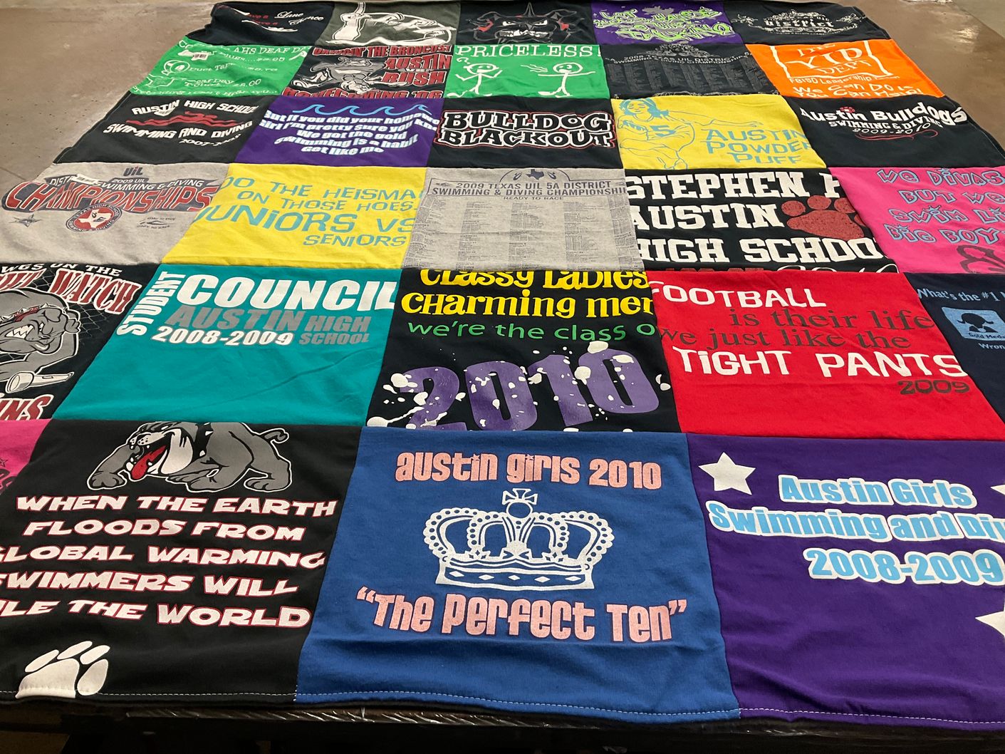 T-shirt quilt featuring austin girls swimming and diving by Cindy from MO