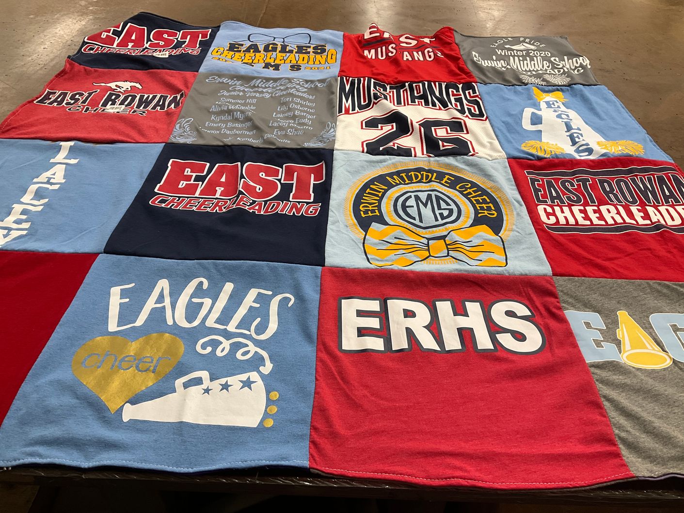 T-shirt quilt from east rowan high school, erwin middle school by Alisha from NC