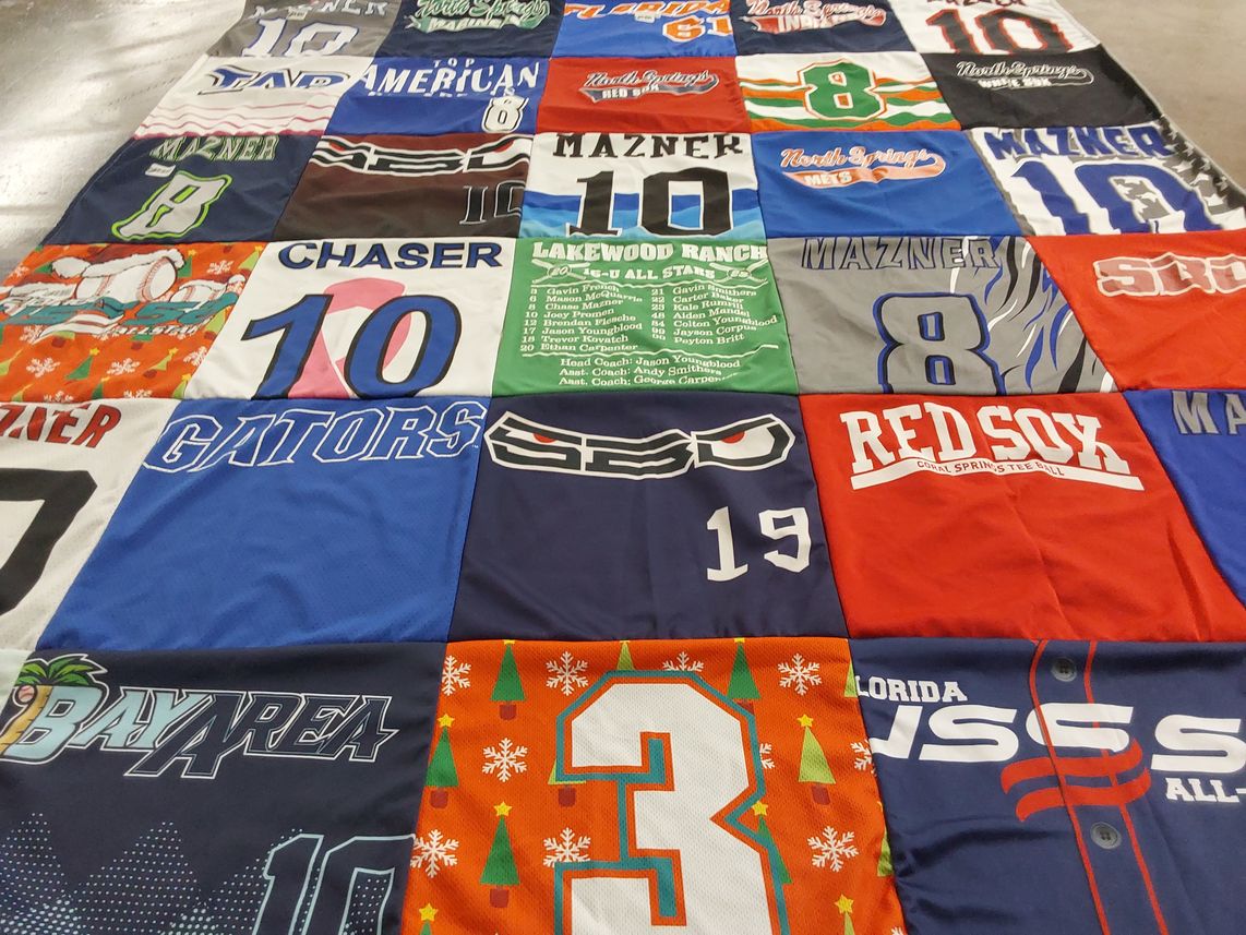 T-shirt quilt featuring gators, red sox by Trina from FL