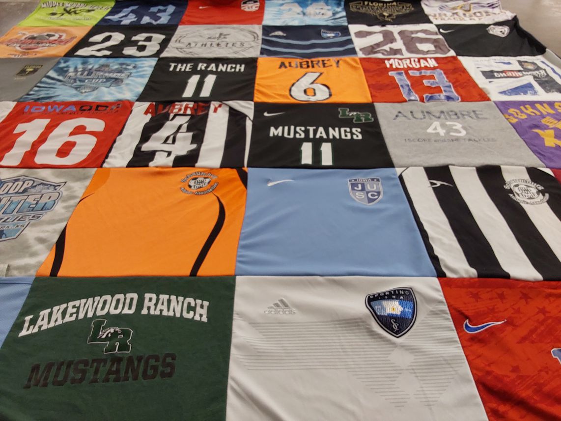 T-shirt quilt featuring lakewood ranch mustangs by Jessica from FL