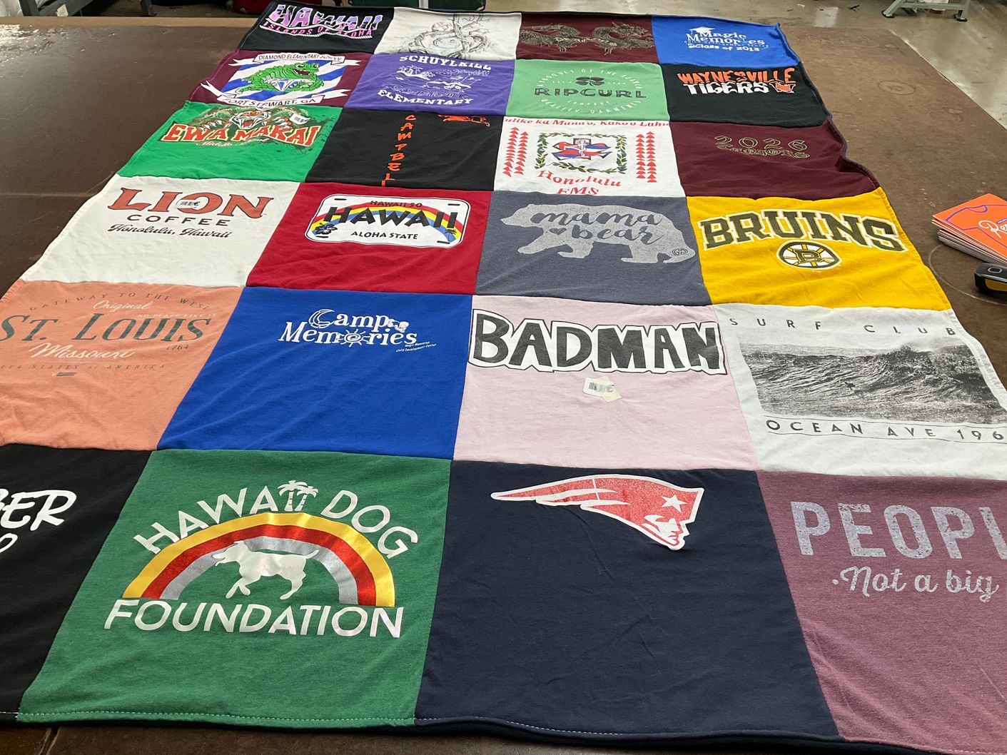 T-shirt quilt featuring boston bruins, new england patriots by Sara from HI
