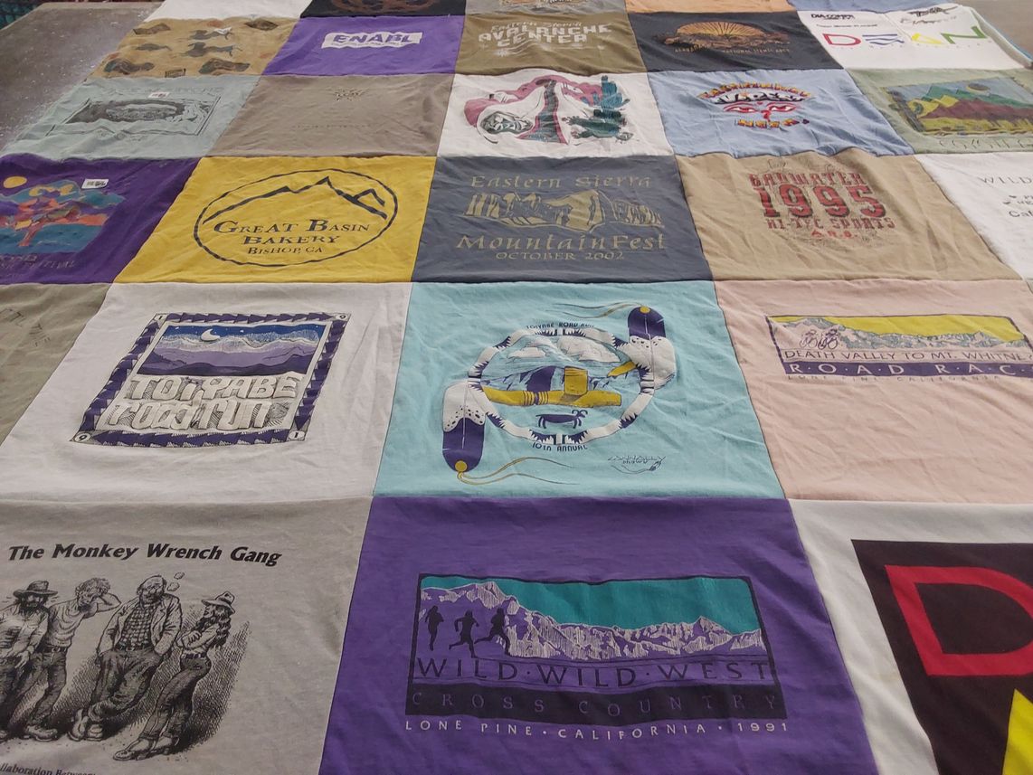 T-shirt quilt with outdoor, sports themes by Jo Ann from CA