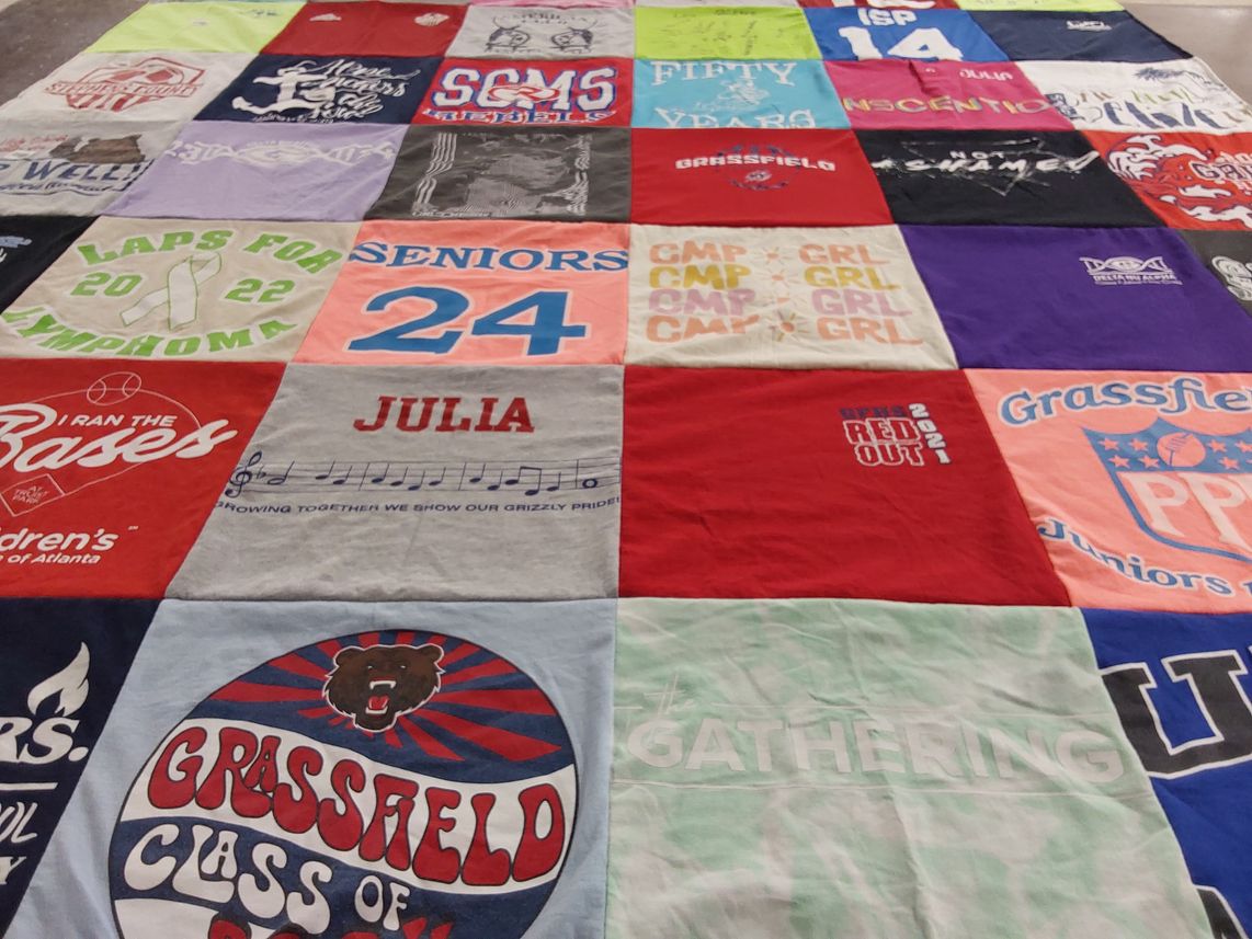 T-shirt quilt from grassfield high school by Brandi from TN