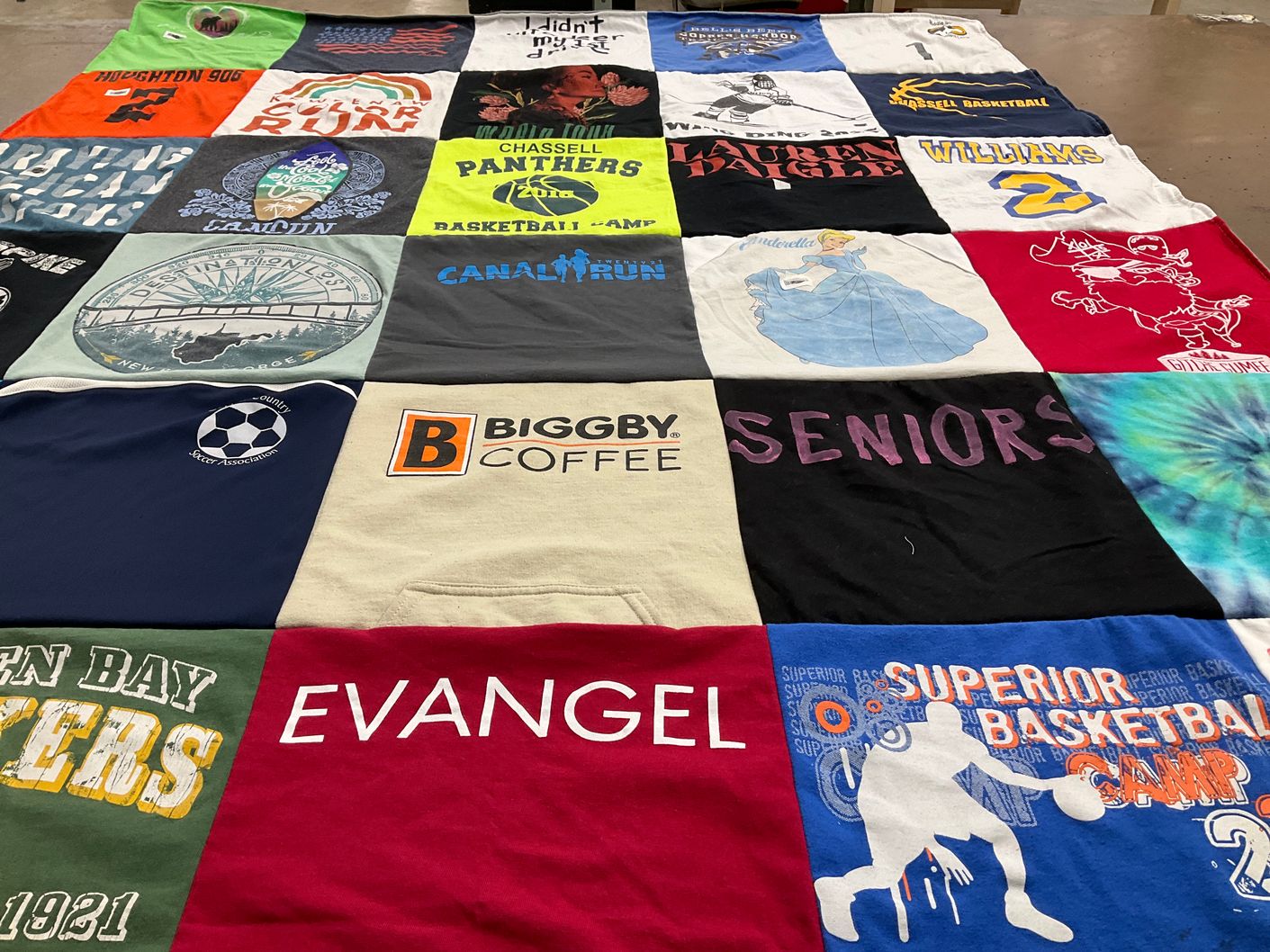 T-shirt quilt featuring chassell panthers by Brenna from MI