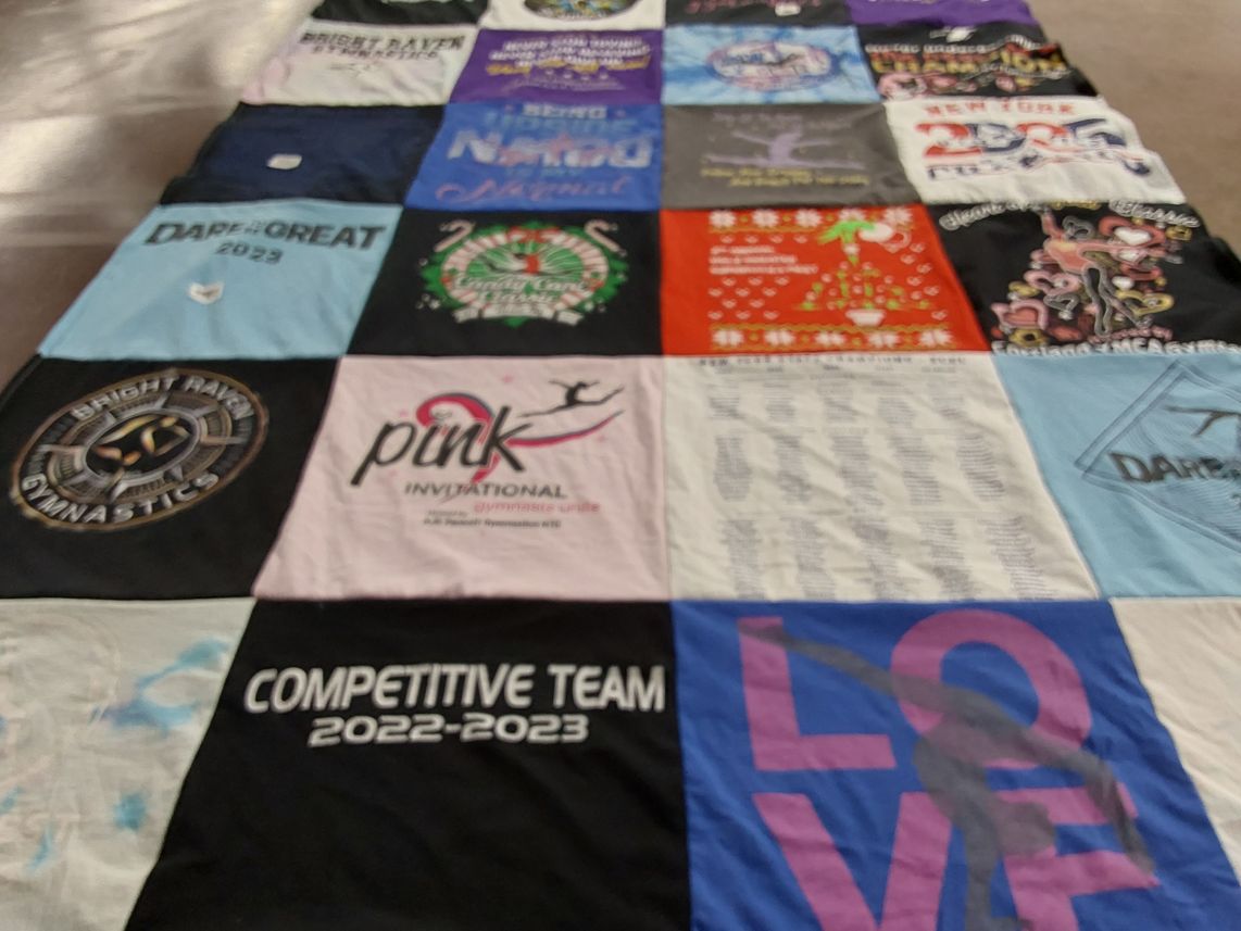 T-shirt quilt from bright palm gymnastics by Jennifer from NY
