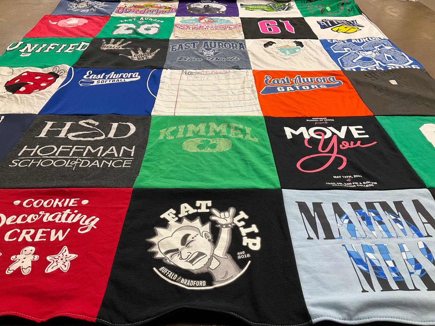 T-shirt quilt from east aurora high school by Kelly from NY