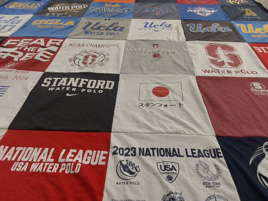 T-shirt quilt from stanford university, university of california los angeles by Lisa from CA