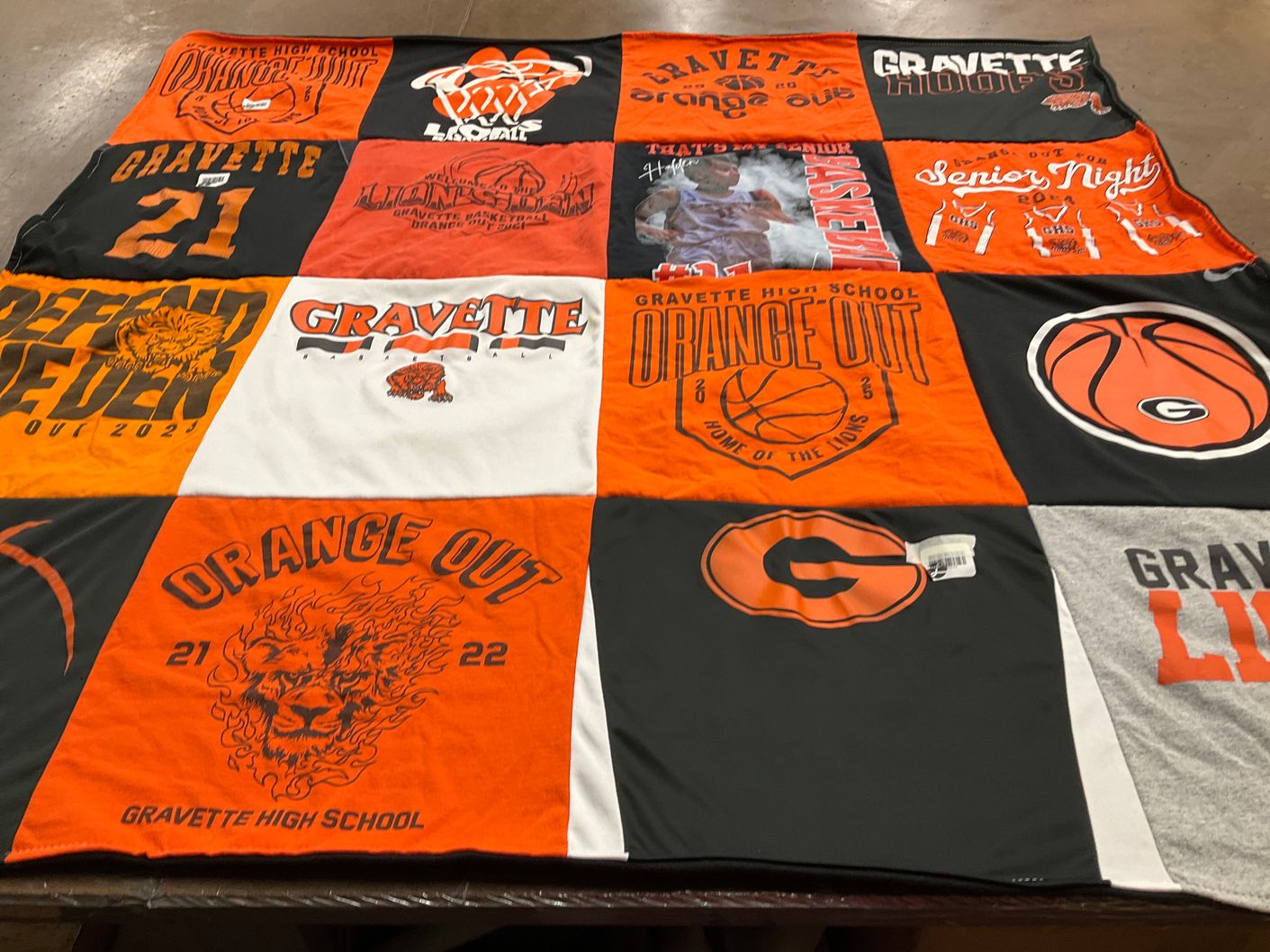 T-shirt quilt featuring gravette high school basketball by Lonna from AR