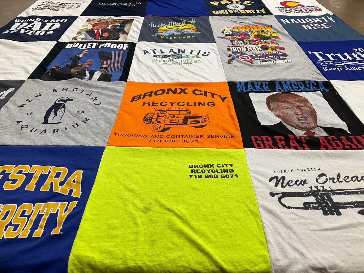 T-shirt quilt from pace university, hofstra university by Adriana from NY