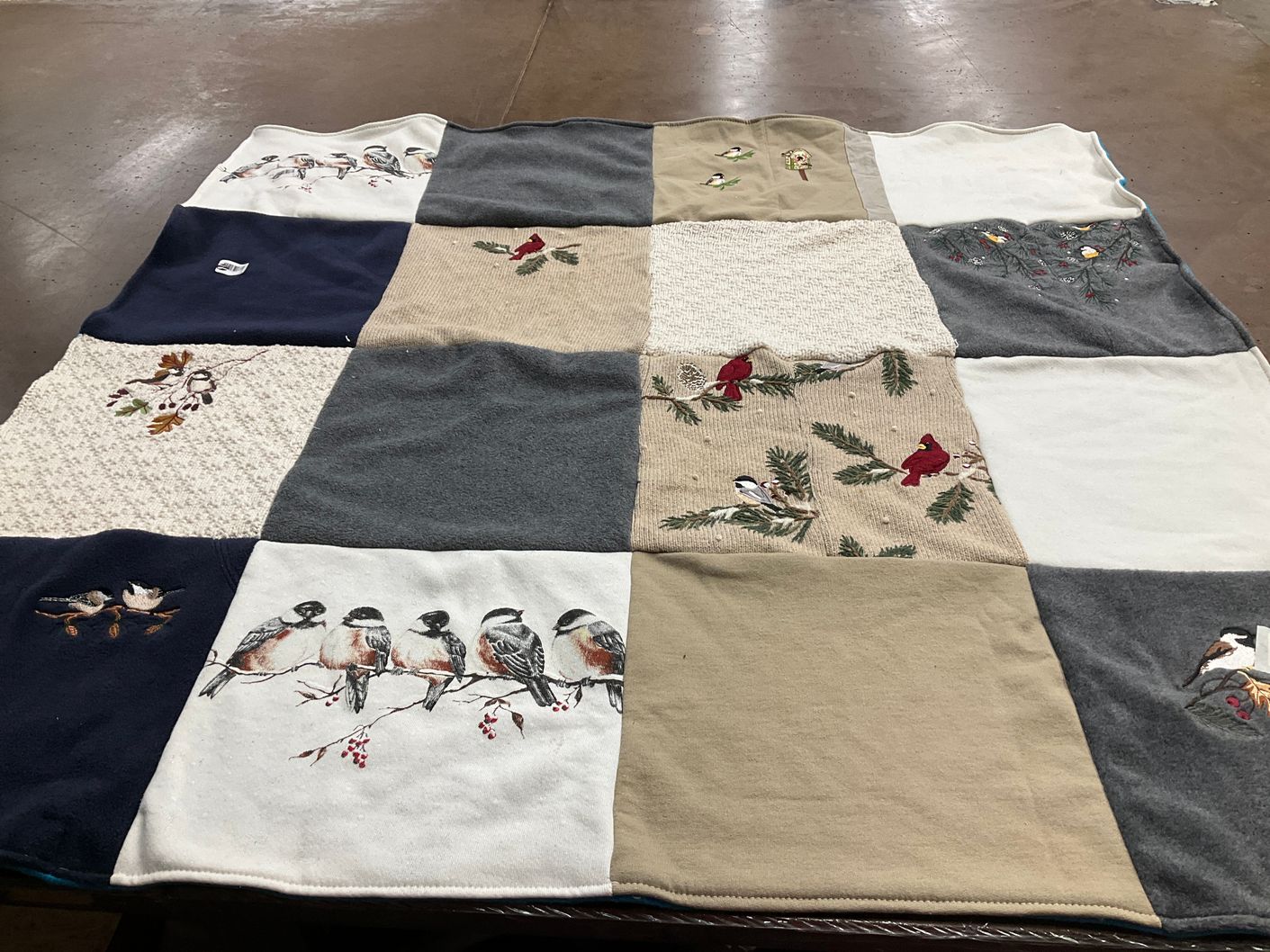 T-shirt quilt with birds, nature themes by Kathleen from MI