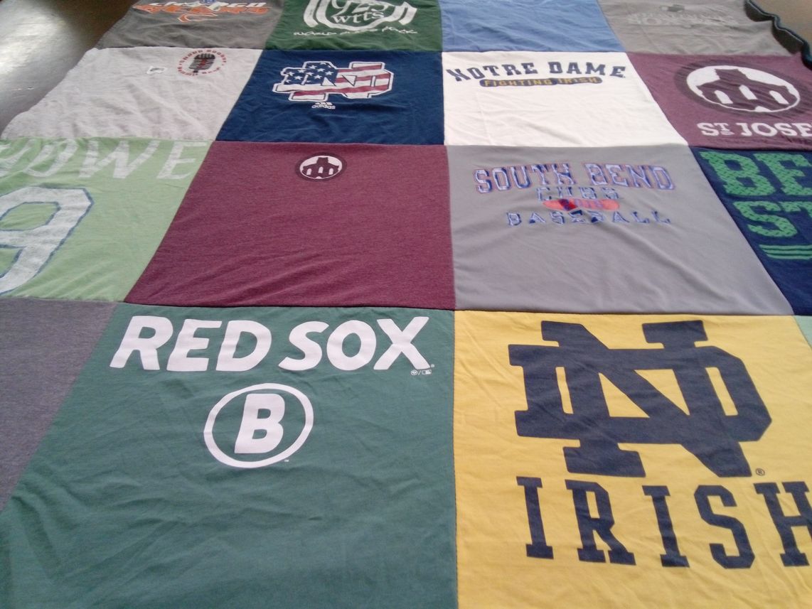 T-shirt quilt featuring south bend baseball by Jean from IN