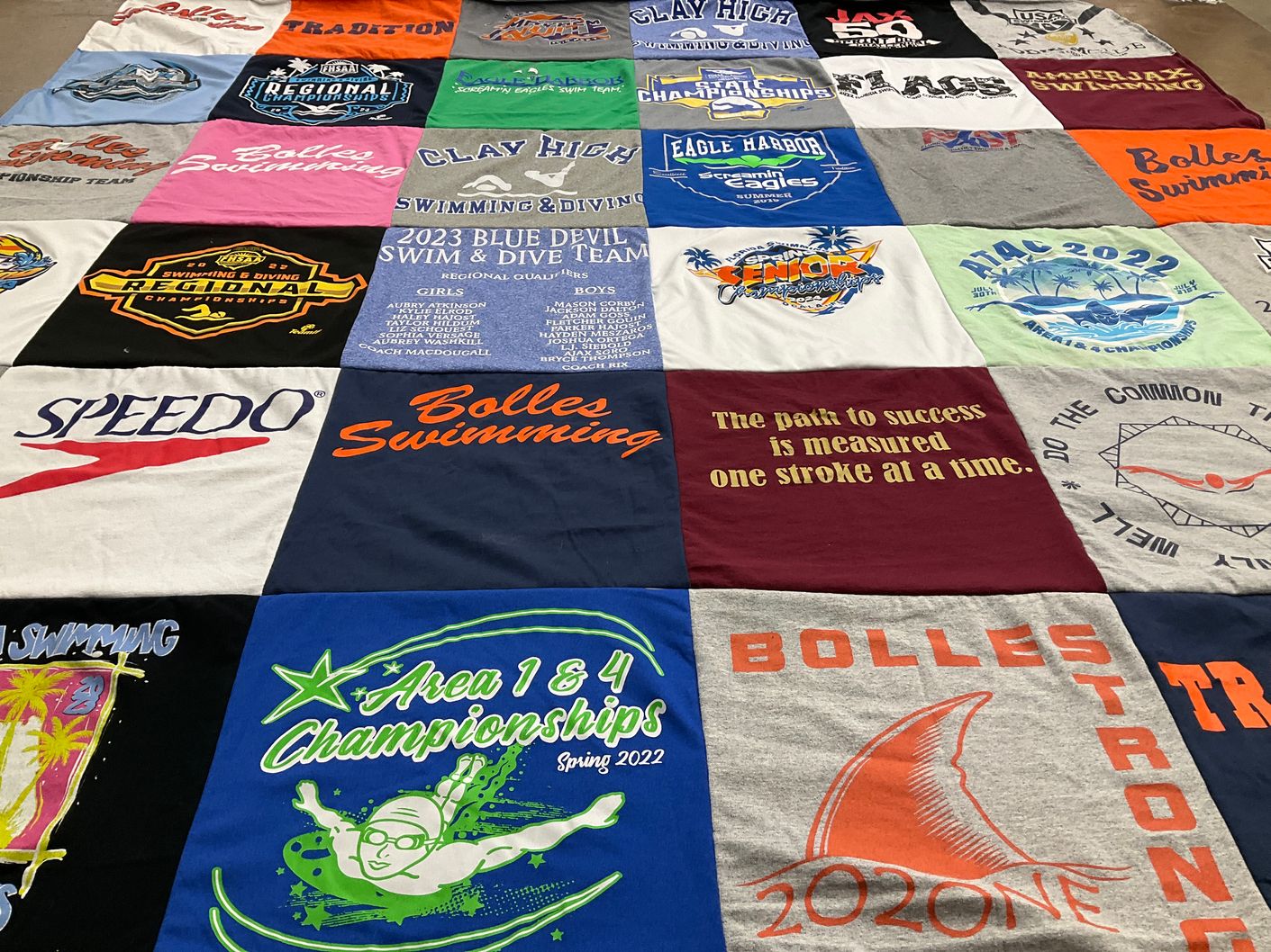 T-shirt quilt featuring bolles swimming, eagle harbor swimming by Lacey from FL