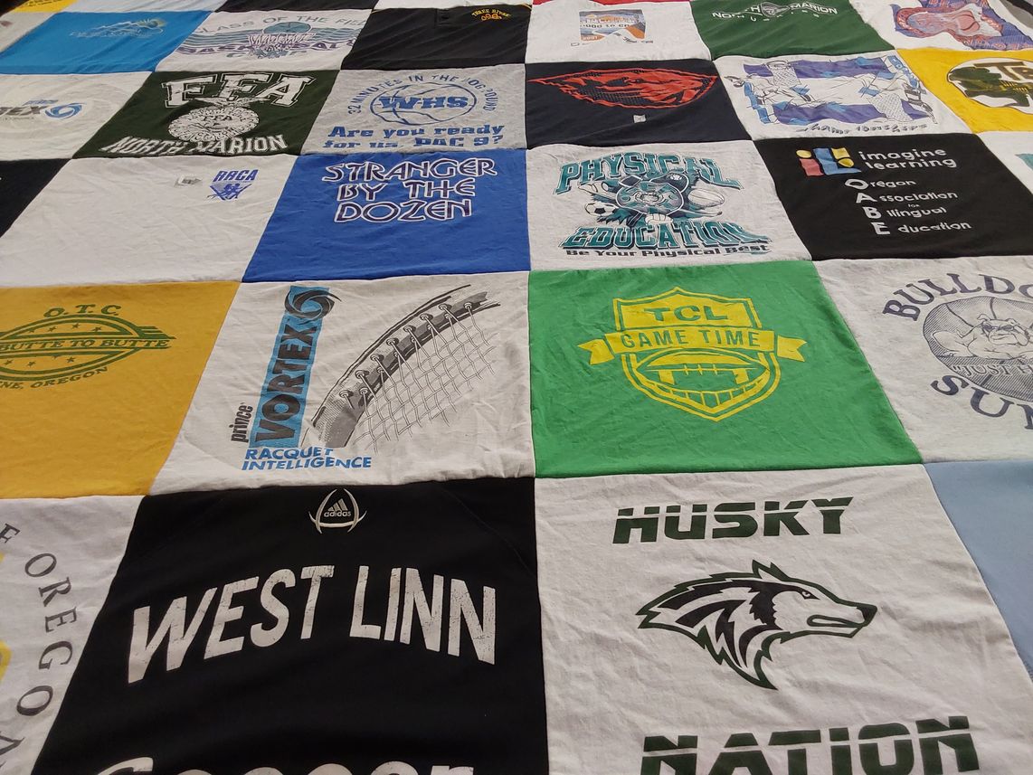 T-shirt quilt featuring west linn high school football by Jan from OR