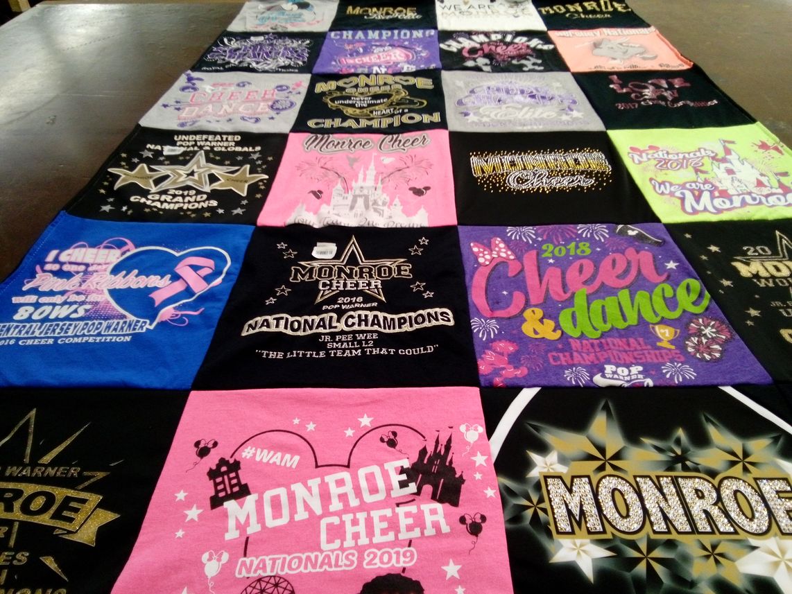 T-shirt quilt featuring monroe cheer by Marie from NJ