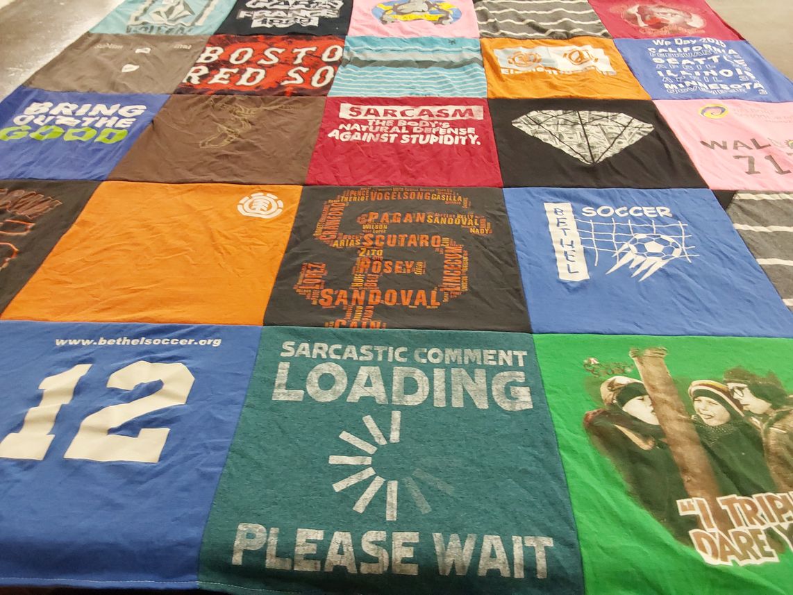 T-shirt quilt from bethel university by Megan from CA