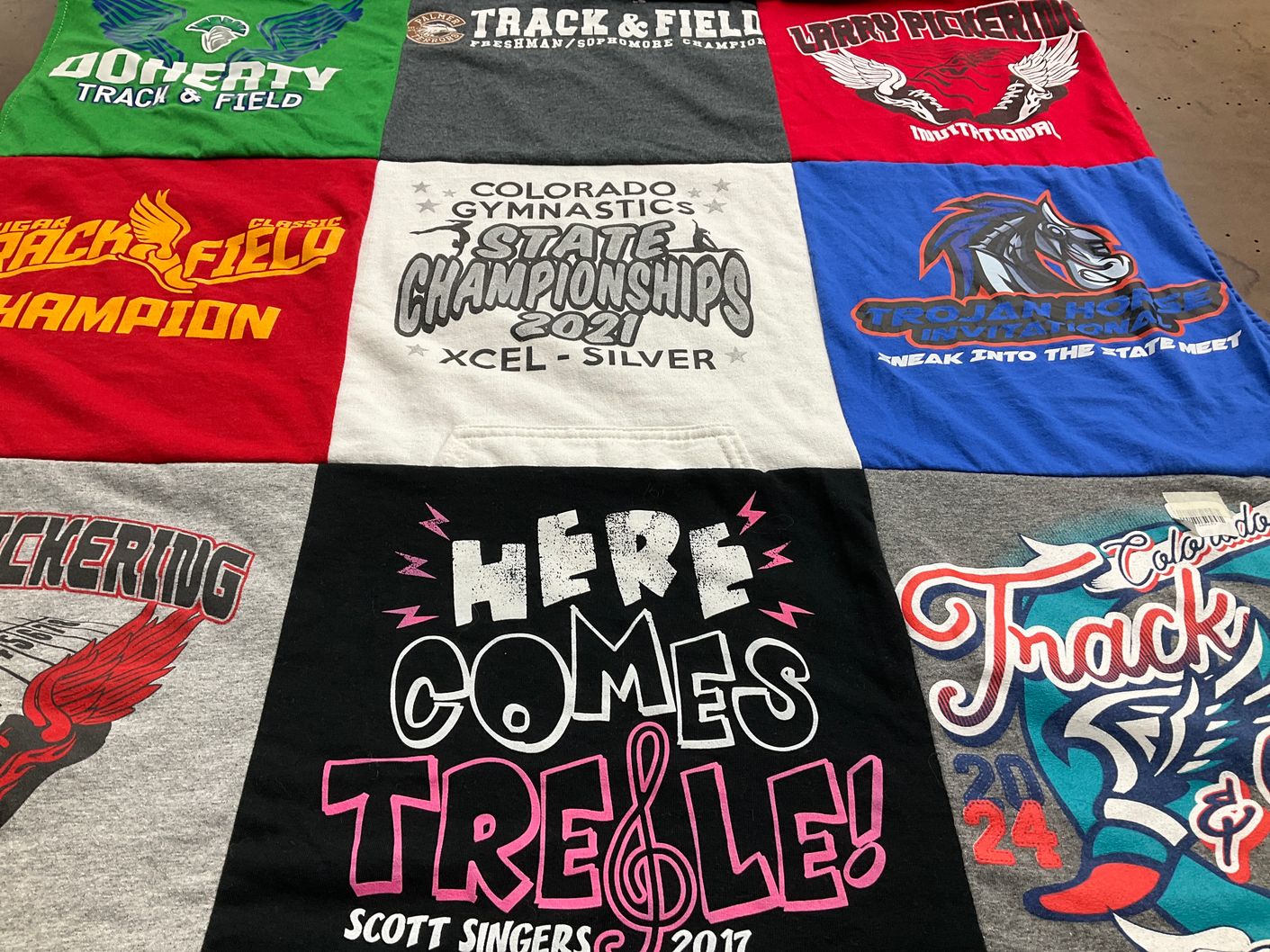 T-shirt quilt from doherty high school, colorado gymnastics by S from CO