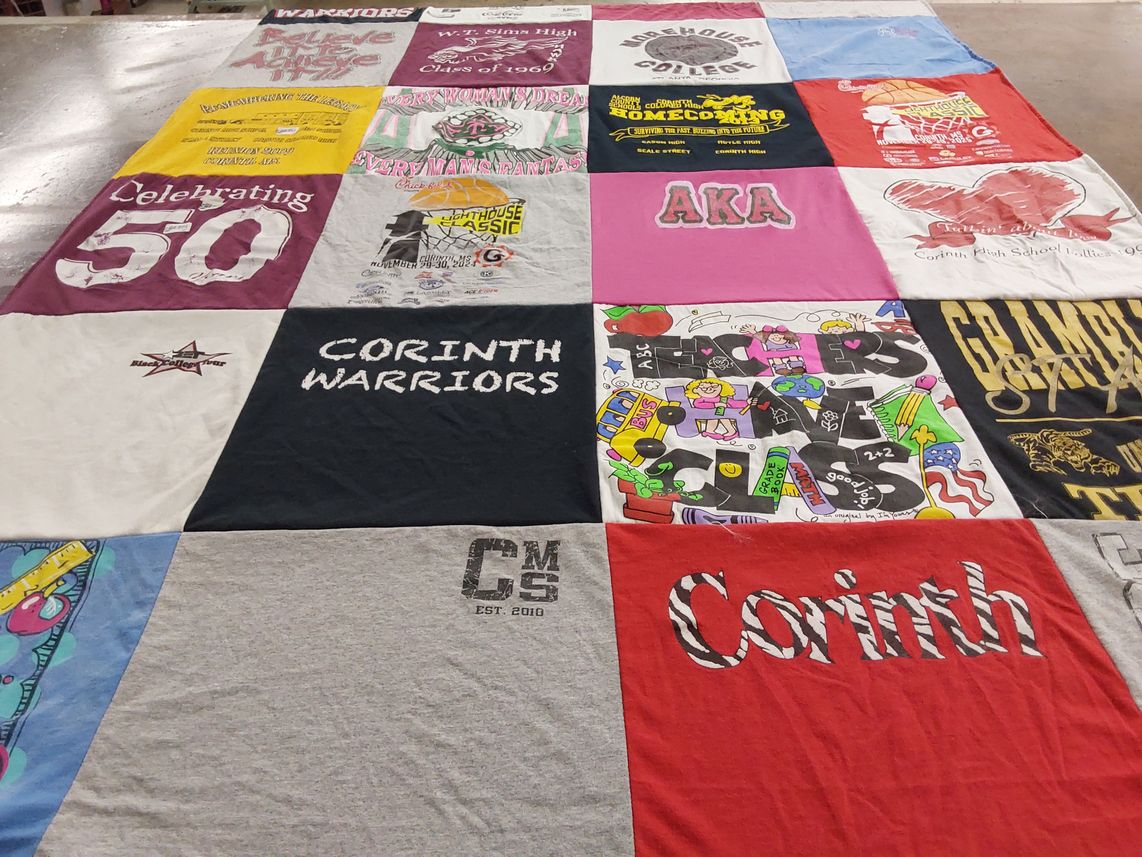 T-shirt quilt featuring corinth warriors by Albertine from TN