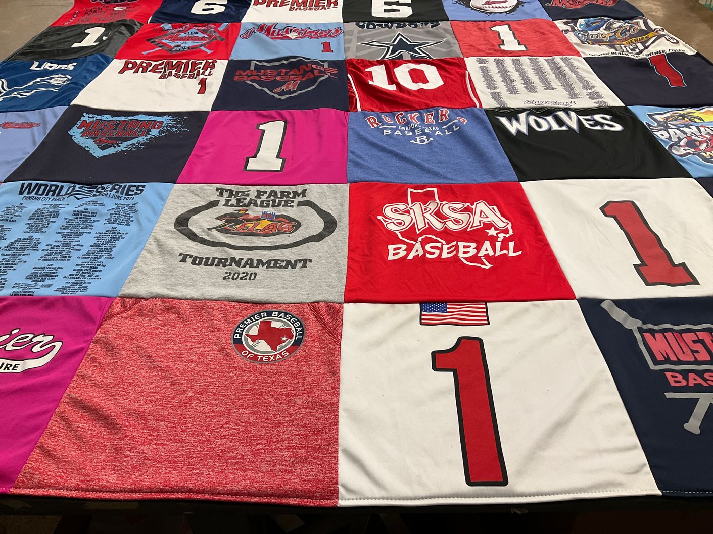 T-shirt quilt featuring mustangs baseball, sksa baseball by Michelle from TX