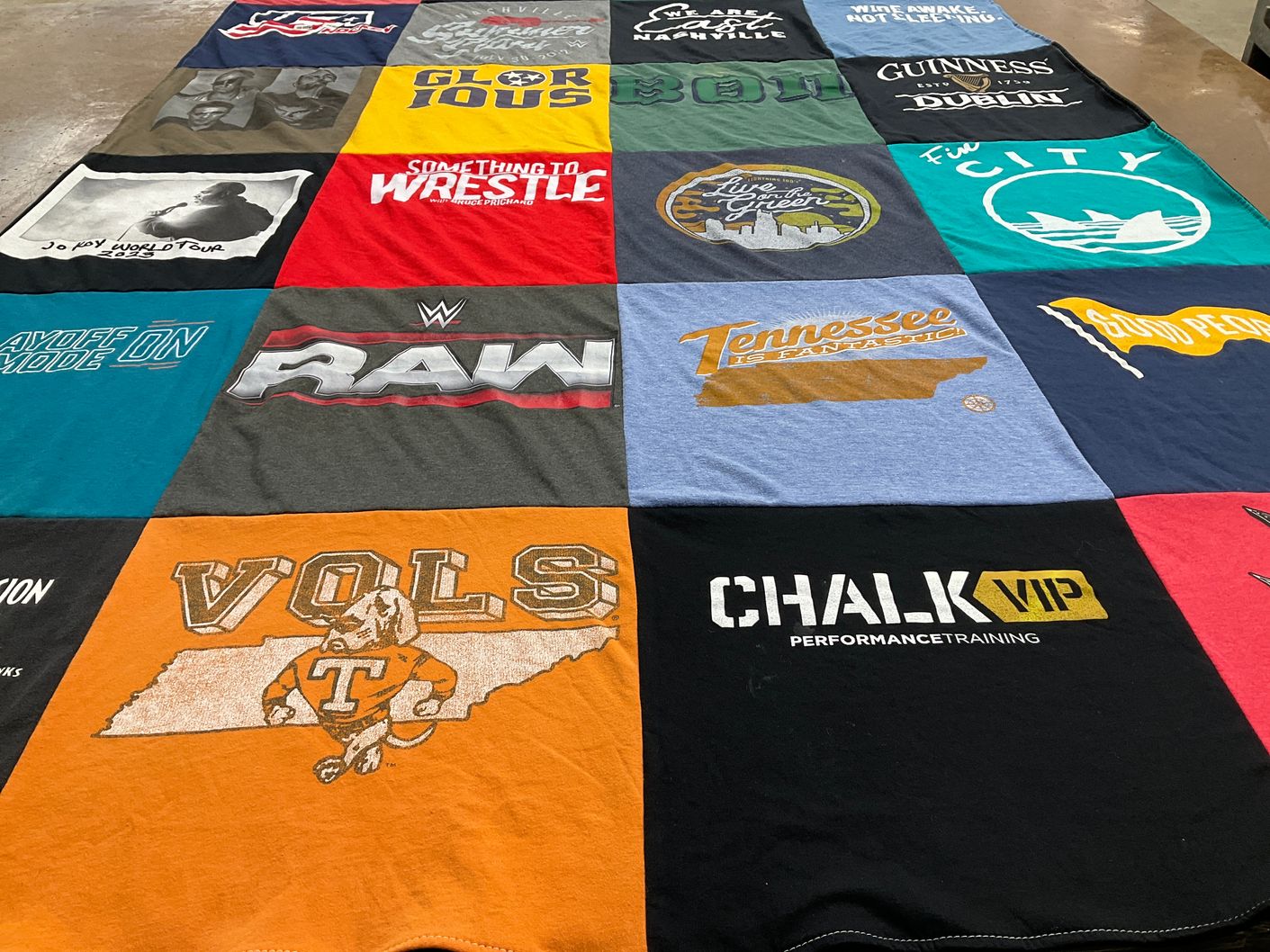 T-shirt quilt featuring volunteers, tennessee volunteers by Laura from TN