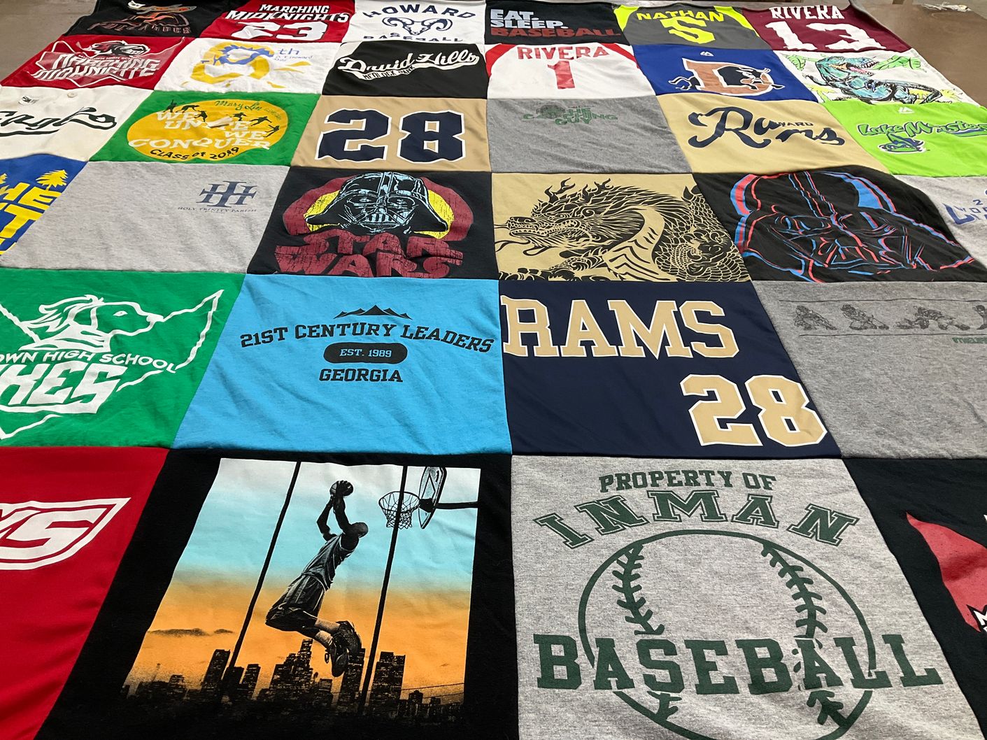 T-shirt quilt featuring inman baseball, rams by Leslie from GA