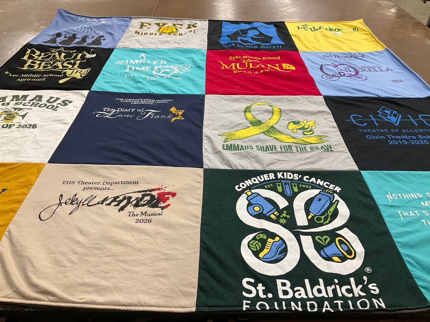 T-shirt quilt from emmaus high school, ever middle school by Amanda from PA