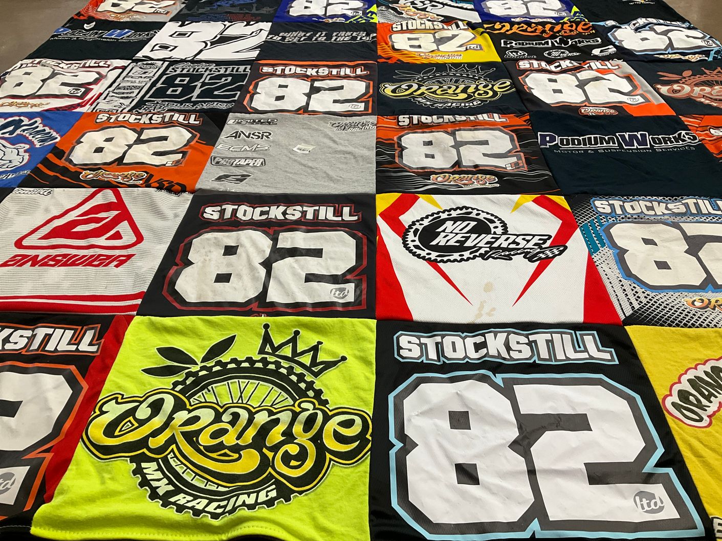 T-shirt quilt with motorcross, racing themes by Michele from MD
