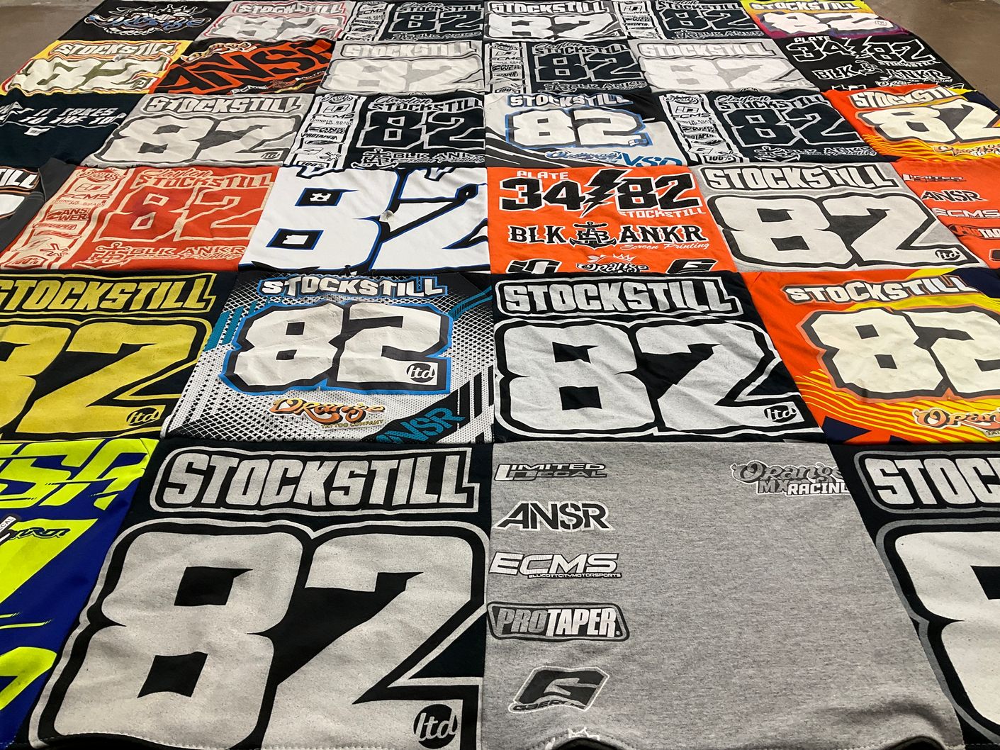 T-shirt quilt with motorsports, racing themes by Michele from MD