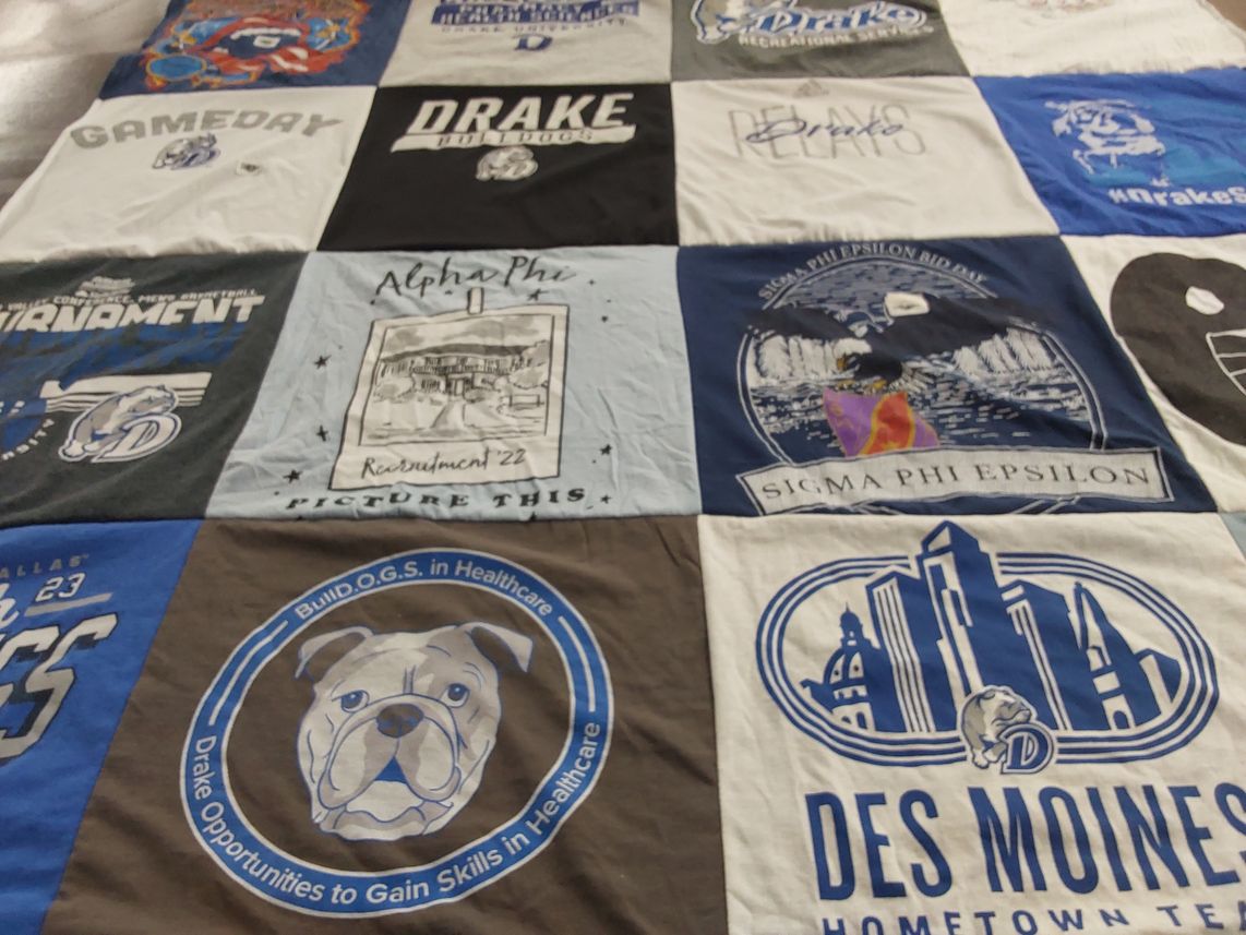 T-shirt quilt from drake university by Kitri from CT