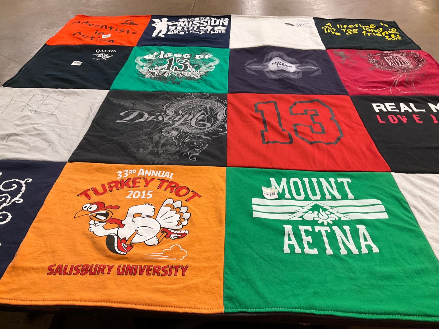 T-shirt quilt from salisbury university by Brenda from MD