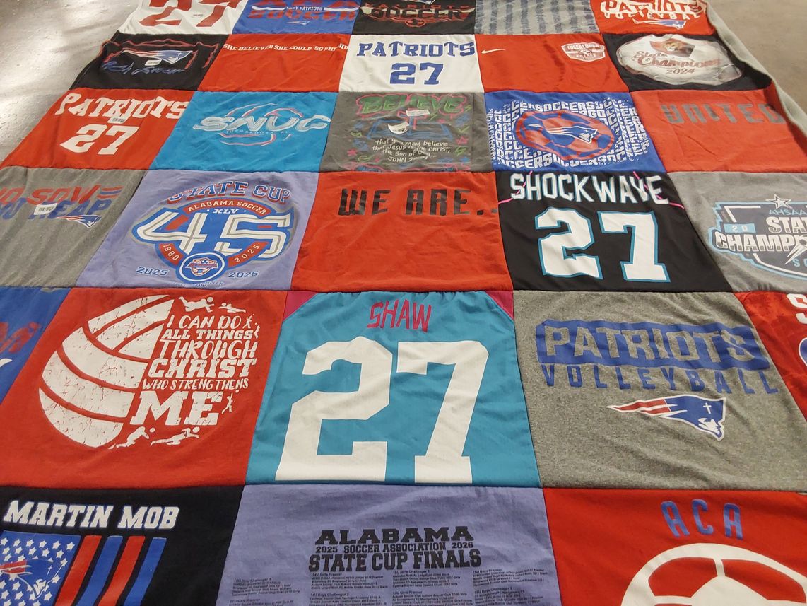 T-shirt quilt featuring patriots volleyball by Suni from AL