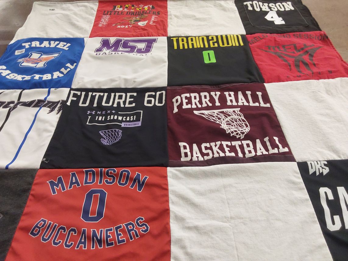 T-shirt quilt featuring madison buccaneers, perry hall basketball by Shannon from MD
