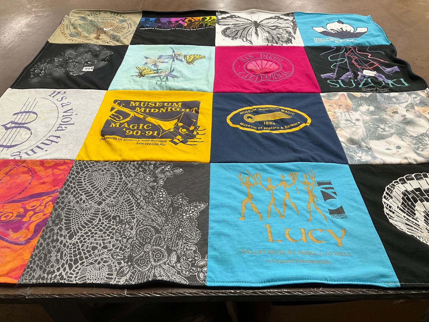 T-shirt quilt with music, ballet themes by Lisa from KY