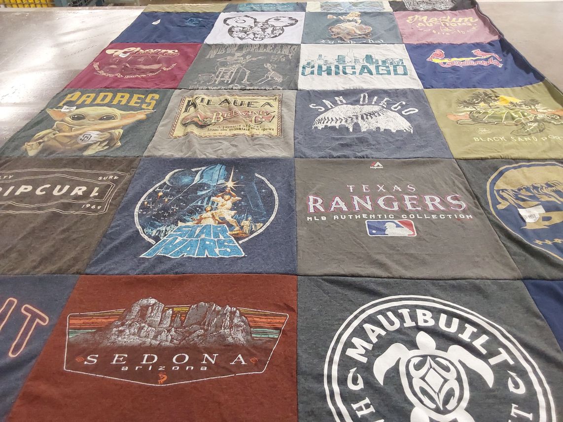 T-shirt quilt featuring texas rangers baseball team by Erika from WA