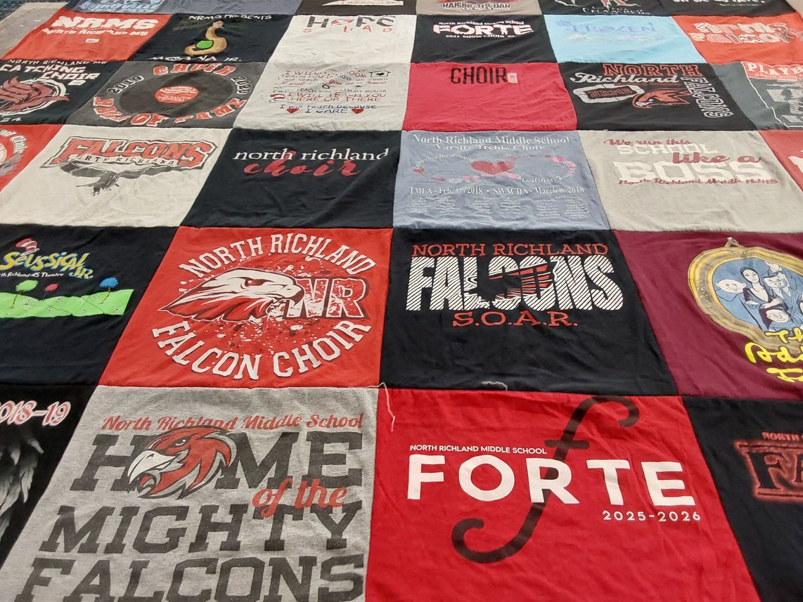 T-shirt quilt featuring north richland falcons by Hannah from TX
