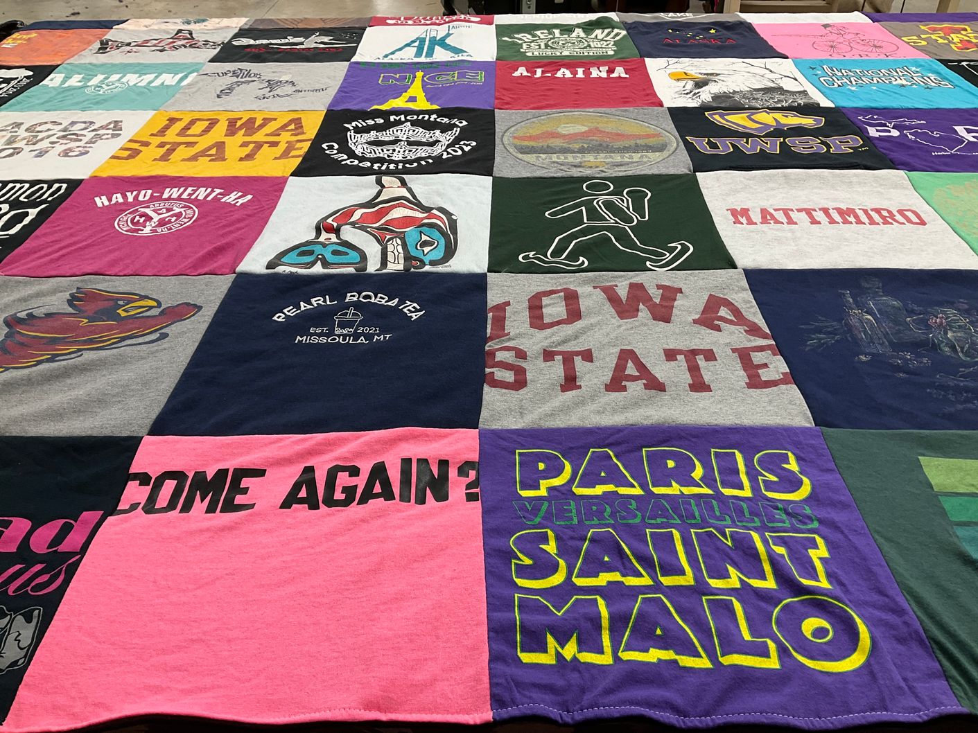 T-shirt quilt from iowa state university, university of wisconsin-stevens point by Alaina from MT