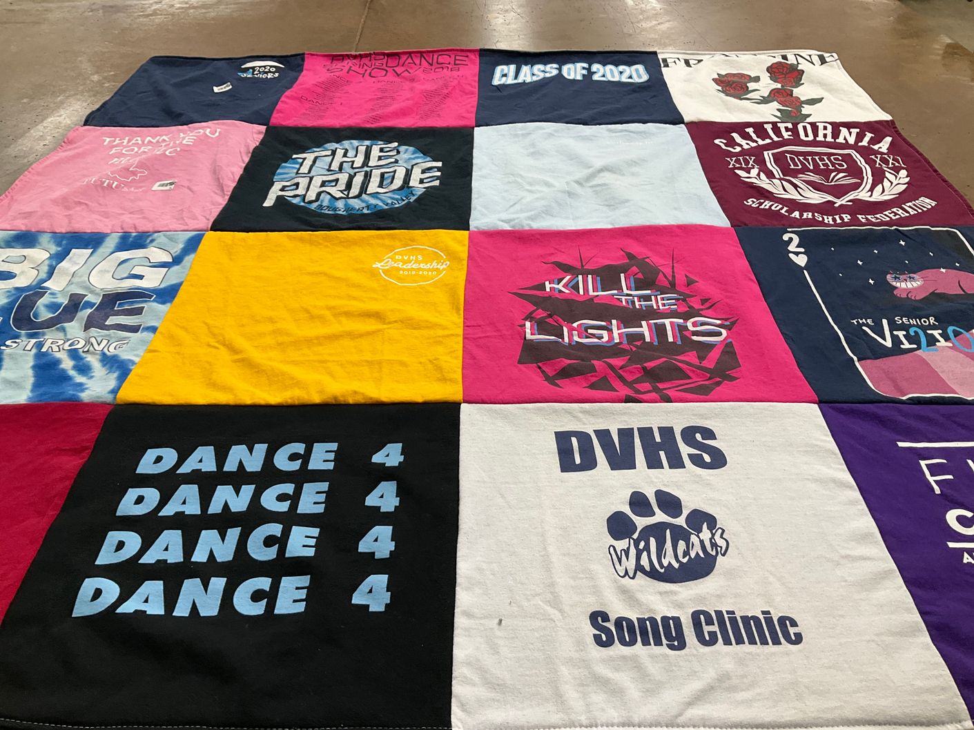 T-shirt quilt from dvhs wildcats high school by Marilyn from CA