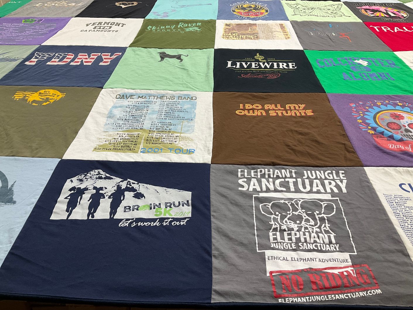 T-shirt quilt with music, running themes by Brandi from CO