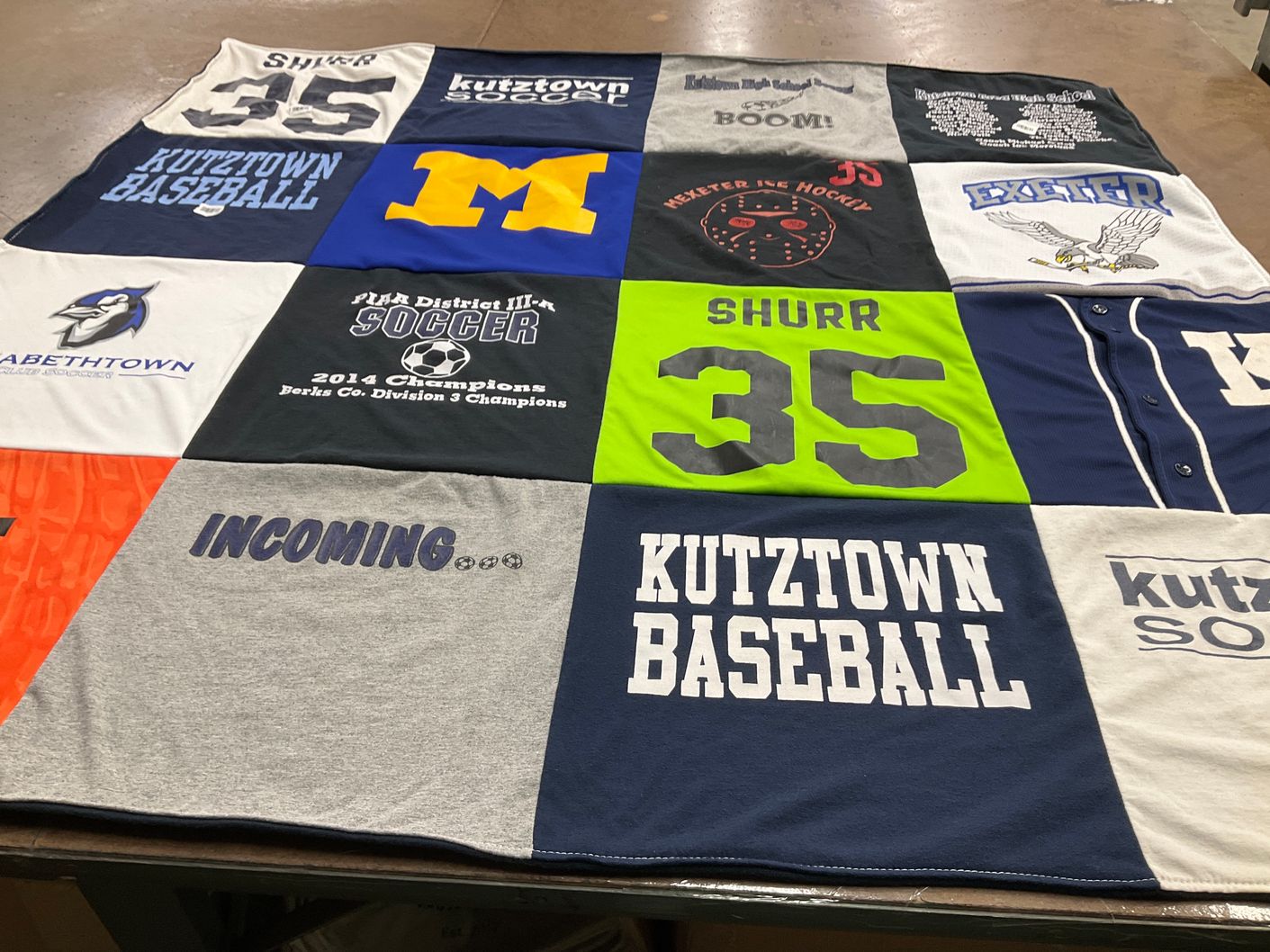 T-shirt quilt featuring kutztown baseball by Mary from PA