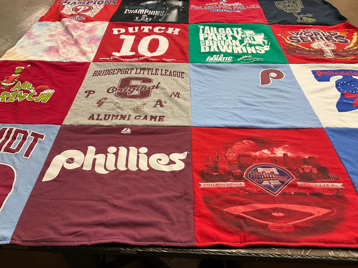 T-shirt quilt featuring philadelphia phillies by Erin from PA