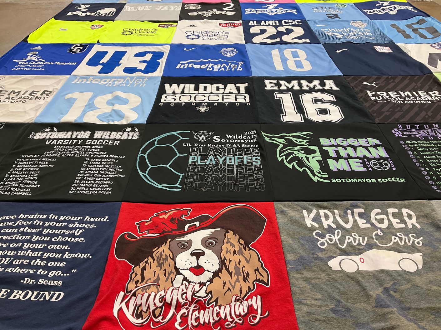 T-shirt quilt featuring sotomayor wildcats by Stacey from TX