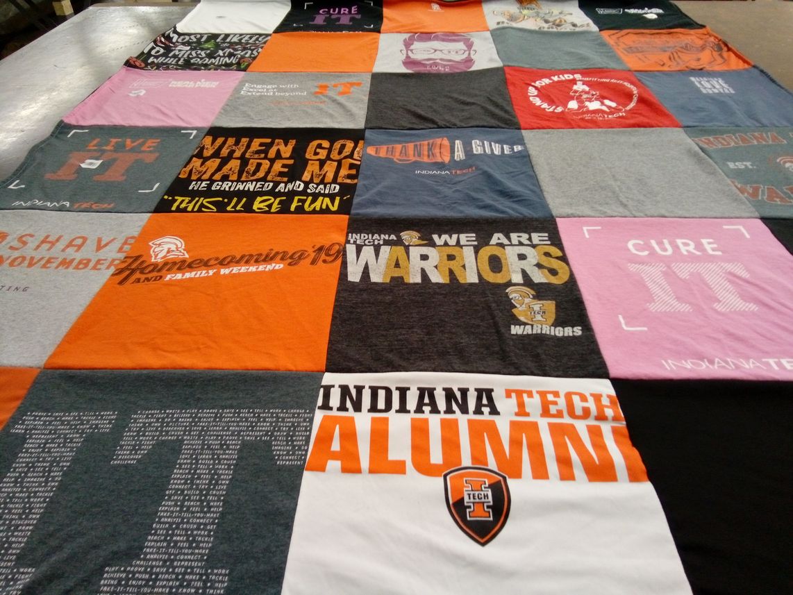T-shirt quilt featuring indiana tech warriors by Carol from OH