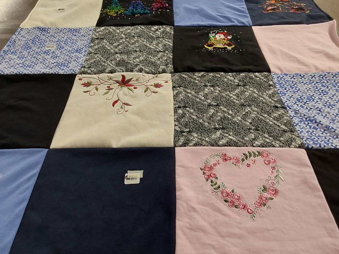 T-shirt quilt with crafting, sewing themes by Brittany from OH