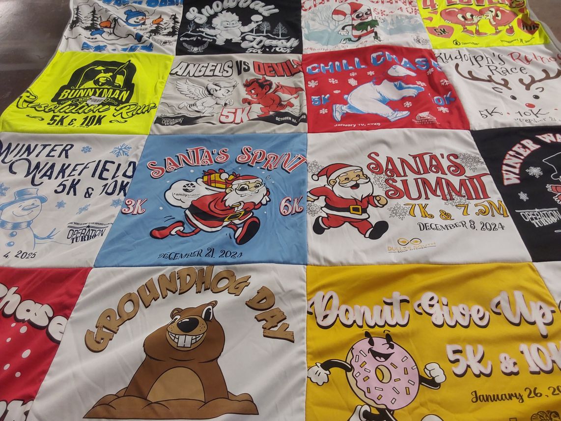 T-shirt quilt with running, events themes by Curtis from VA
