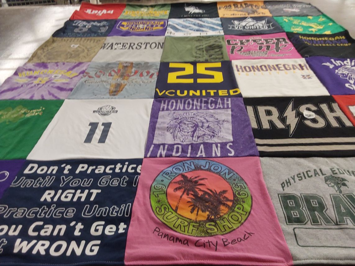 T-shirt quilt from hononegah high school by Tiffany from IL