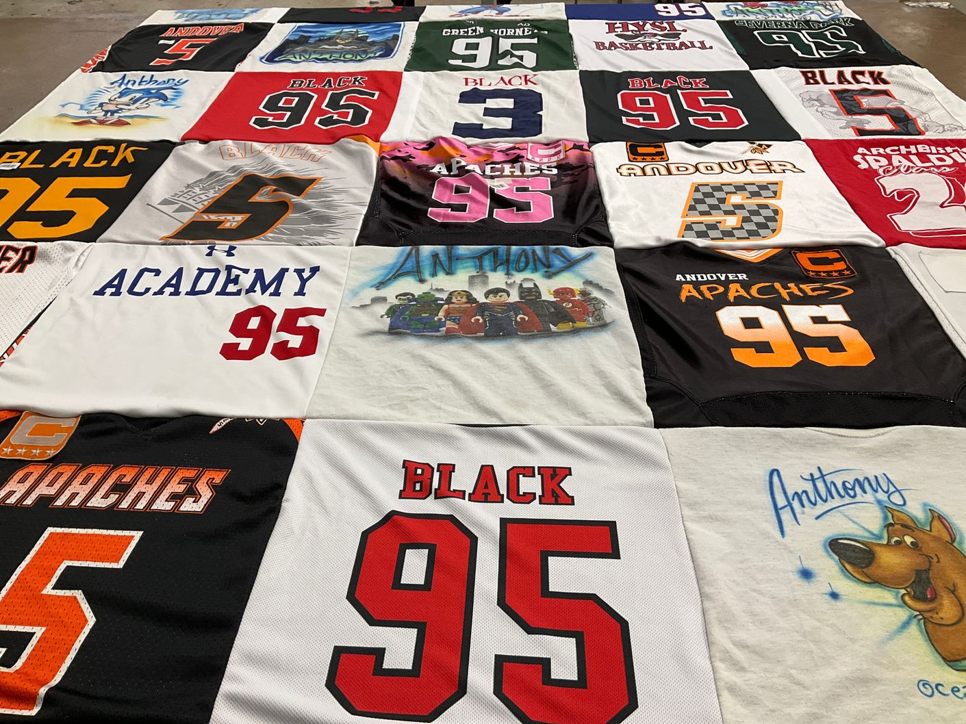 T-shirt quilt featuring andover apaches by Shannon from MD