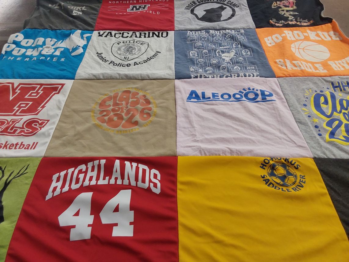T-shirt quilt from northern highlands regional high school, ho-ho-kus public school by Jackie from NJ