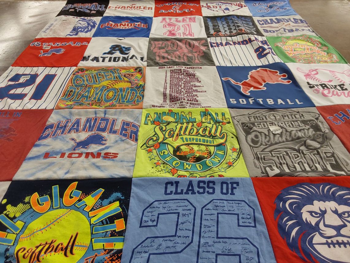 T-shirt quilt featuring chandler lions by erin from OK