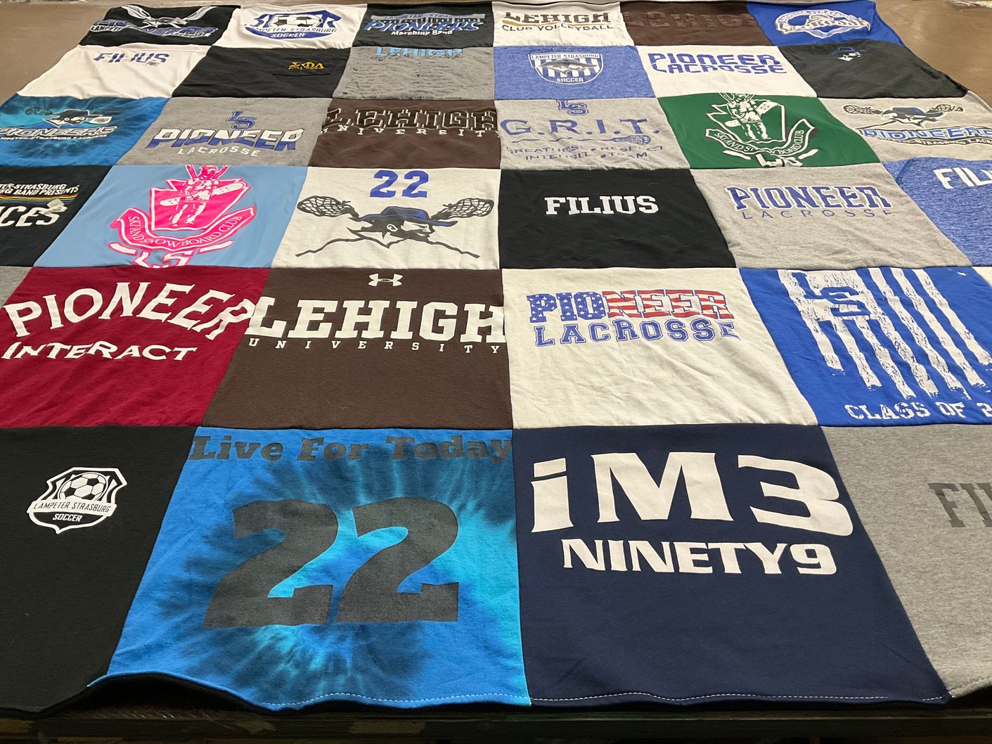 T-shirt quilt featuring pioneer lacrosse by Holly from PA