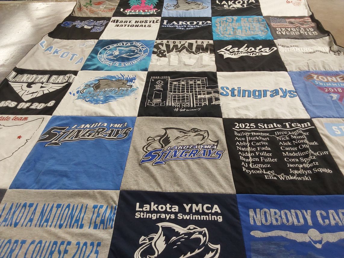T-shirt quilt featuring lakota ymca stingrays by Catherine from OH